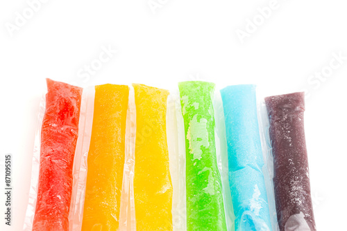 Group of Frozen Ice Pop Popsicle Isolated on a White Background