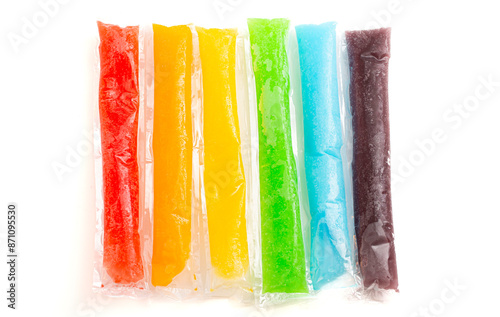 Group of Frozen Ice Pop Popsicle Isolated on a White Background