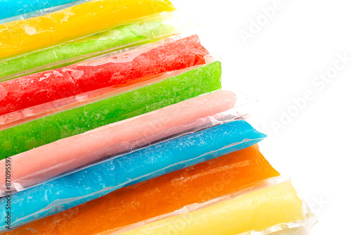 Group of Frozen Ice Pop Popsicle Isolated on a White Background