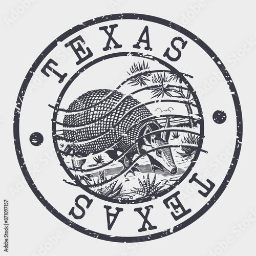 Texas Stamp Postal. Silhouette Seal. Passport Round Design. Vector Icon. Design Retro Travel. National Symbol.	
