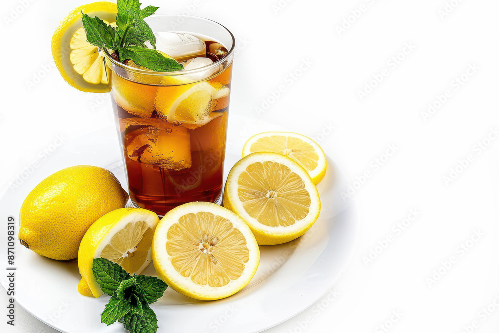 Tall Glass of Charleston Tea Cocktail with Ice, Lemon, and Mint Tall Glass of Charleston Tea Cocktail with Ice, Lemon, and Mint