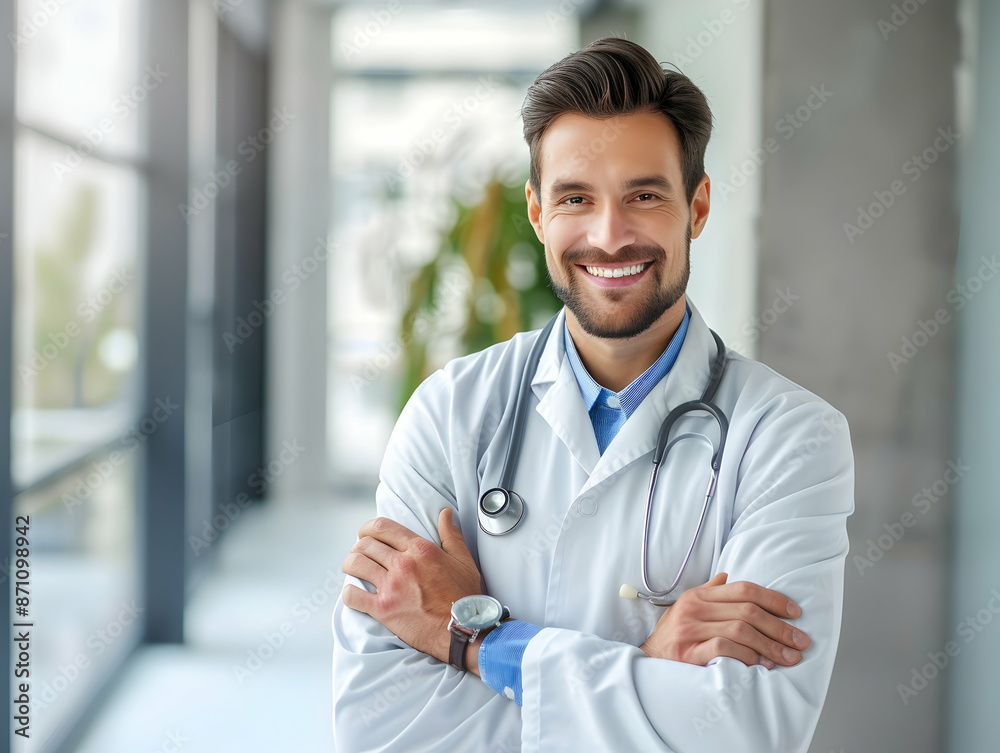 male or female doctor portrait, Healthcare, medical staff concept. Portrait of smiling male or female doctor posing with folded arms plain background, Professional general practitioner. male or female doctor portrait, Healthcare, medical staff concept. Portrait of smiling male or female doctor posing with folded arms plain background, Professional general practitioner.