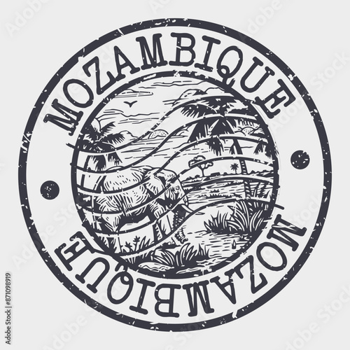 Mozambique Stamp Postal. Silhouette Seal. Passport Round Design. Vector Icon. Design Retro Travel. National Symbol.	
