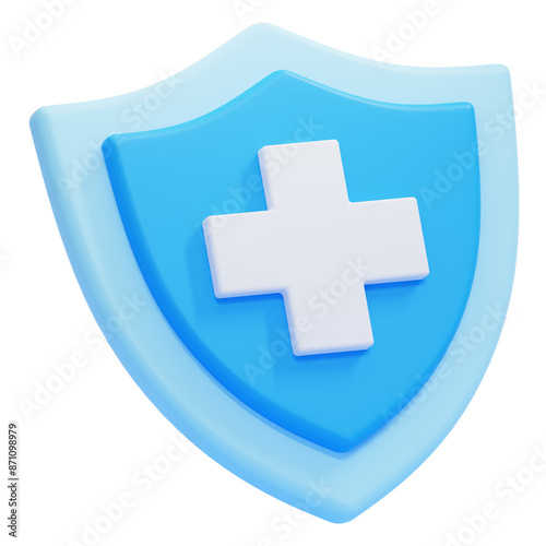 PNG 3D Medical Shield icon isolated on a white background