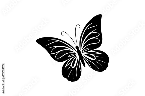 Flying butterflies silhouette black