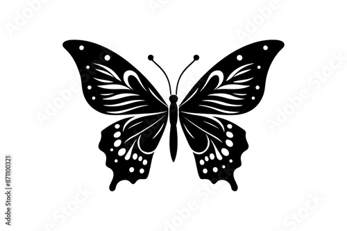 Flying butterflies silhouette black