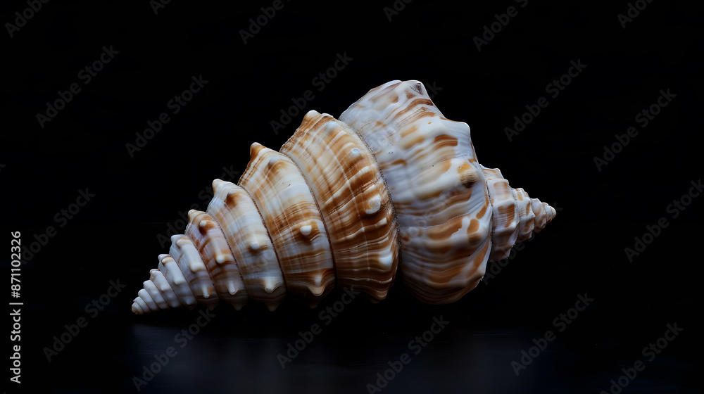 A shell is shown on a black background A shell is shown on a black background