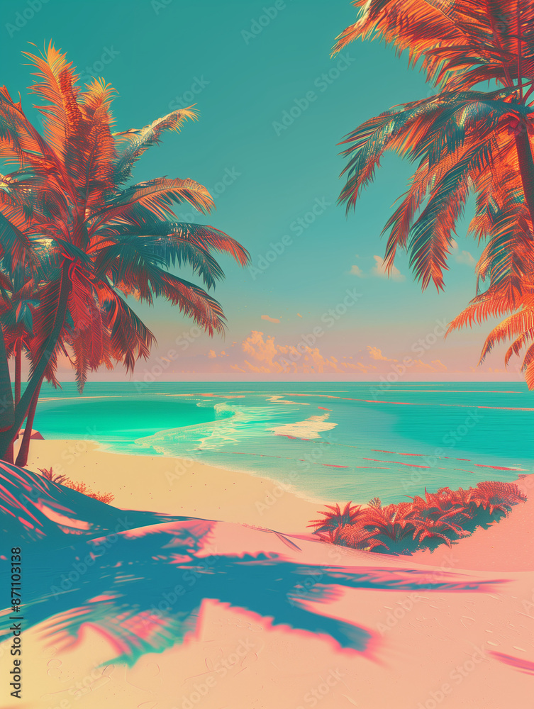 Summer Beach Sunset: Vibrant C4D Rendering