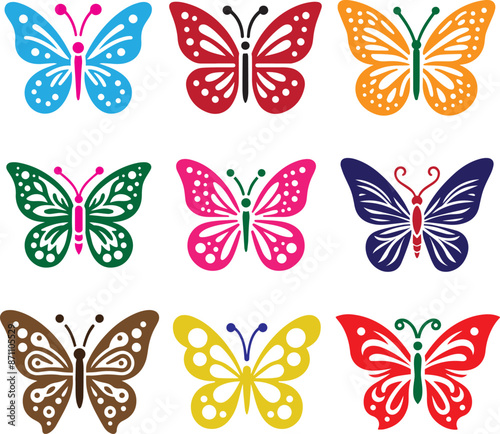 butterfly set vector color illustration logo art