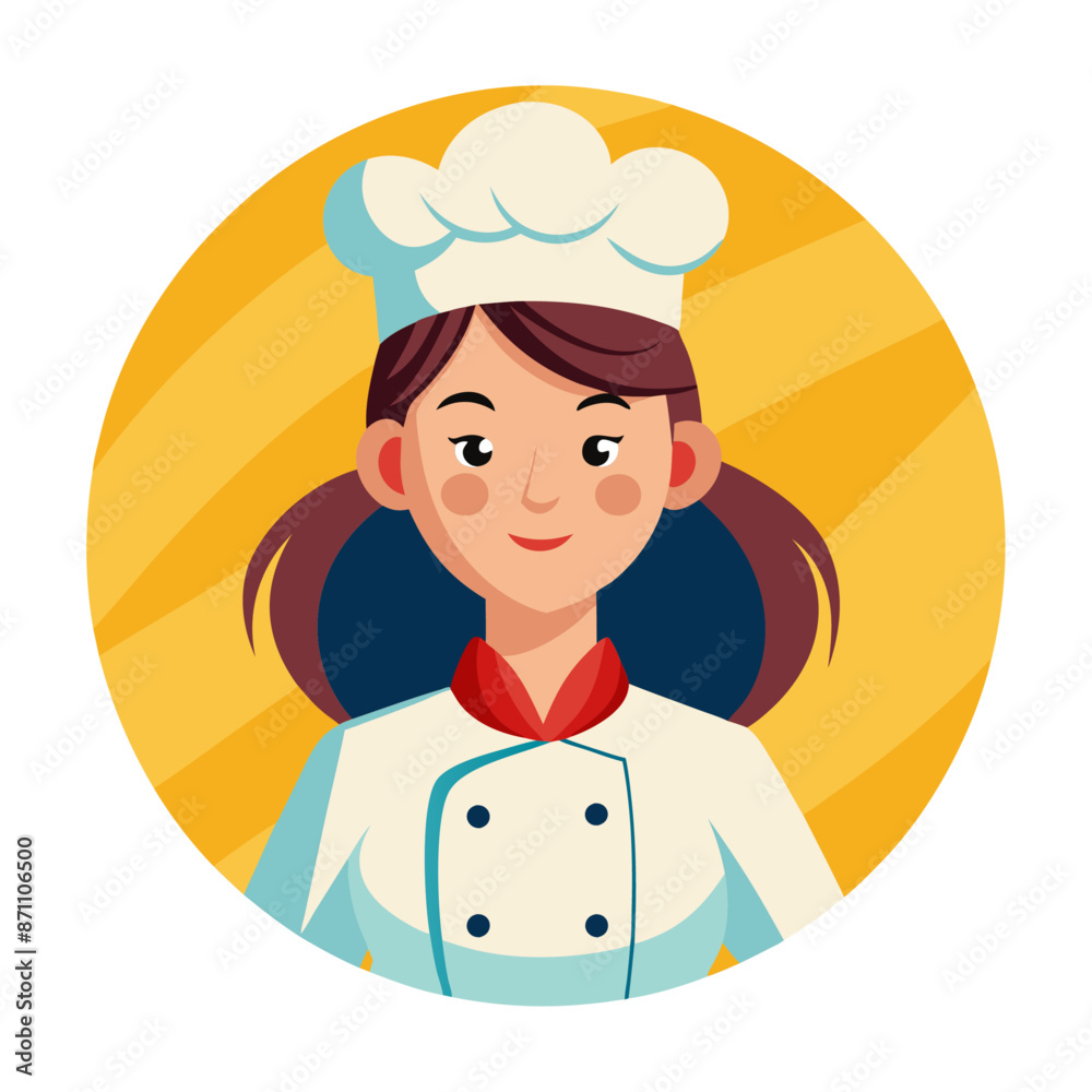 lustration of girl chef in uniform with white background lustration of girl chef in uniform with white background