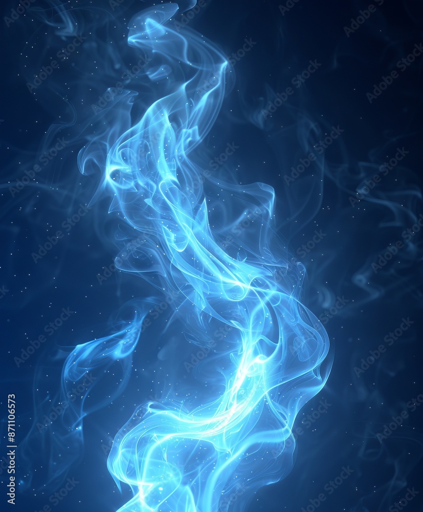 Obraz premium 暗い背景に青い煙の波。コンセプト: 煙、光、抽象化、動き。