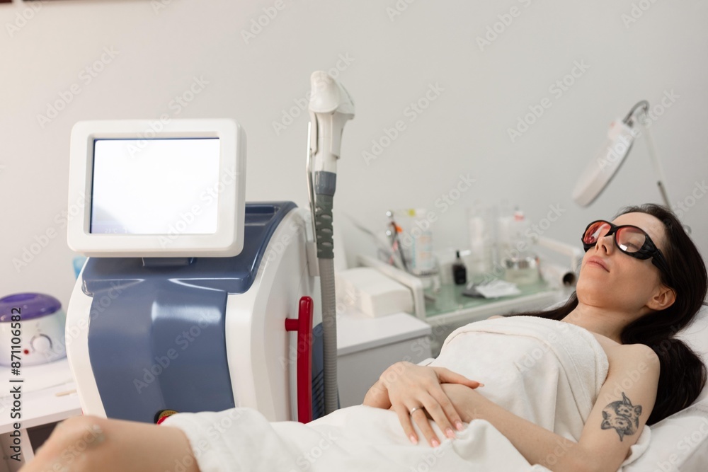 portrait of a girl on a couch in a beauty salon portrait of a girl on a couch in a beauty salon