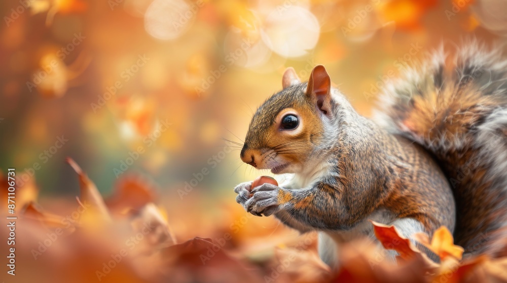 Squirrel Eating a Nut in a Fall Forest Squirrel Eating a Nut in a Fall Forest