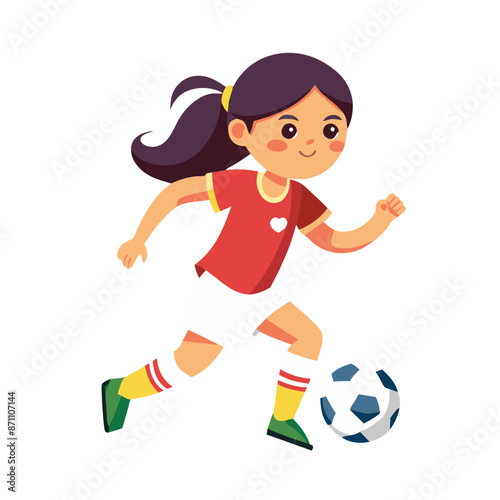 Young Hispanic Girl Playing Soccer