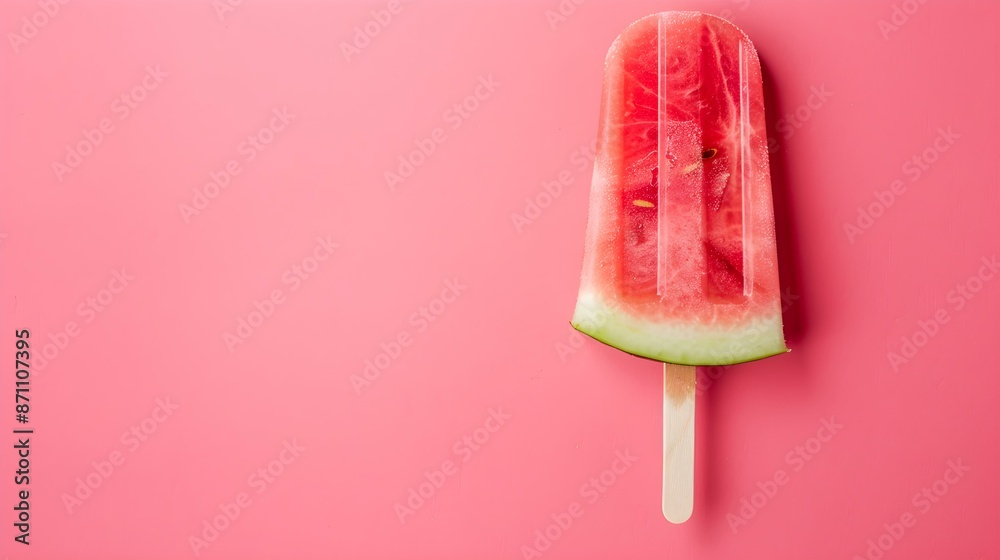 Watermelon Popsicle on a hot pink Background with Copy Space Watermelon Popsicle on a hot pink Background with Copy Space