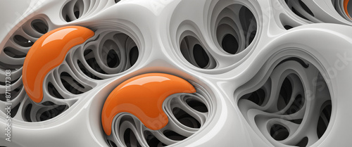 Orange and White Abstract Art | Futuristic Alien Hardware photo
