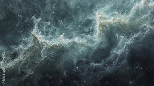Cosmic Nebula with Wavy Clouds