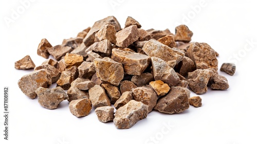 Crushed stones isolated on a white background photo