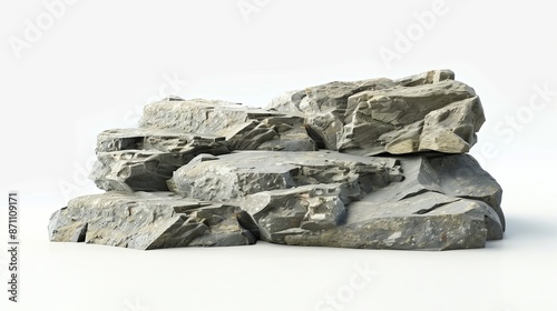 Isolated rocky podium against a white background