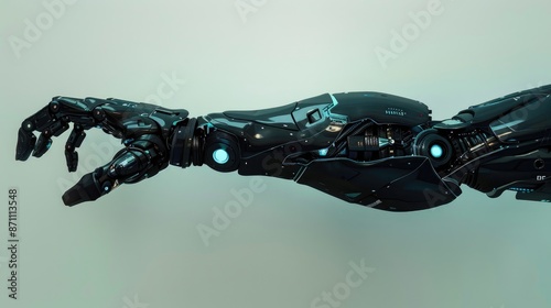 Cyborg Arm: Futuristic Prosthetic Arm with Robotic Bionic Technology in Black and Blue photo