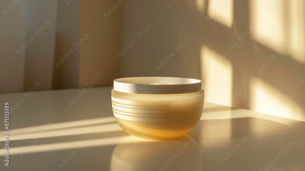 Cream Jar Sitting on a Table in the Sunlight Cream Jar Sitting on a Table in the Sunlight