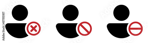 Blocked user signs. Block profile vector icons