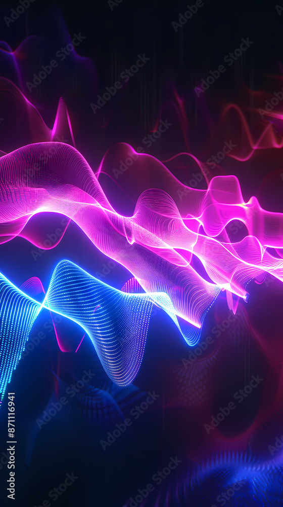 Fototapeta premium Abstract neon glowing wavy background