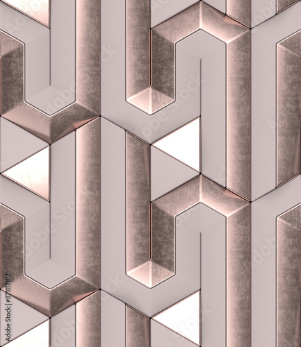 Geometric pattern of a wall made of metal.