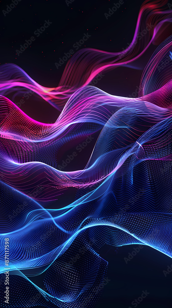 Fototapeta premium Abstract neon glowing wavy background