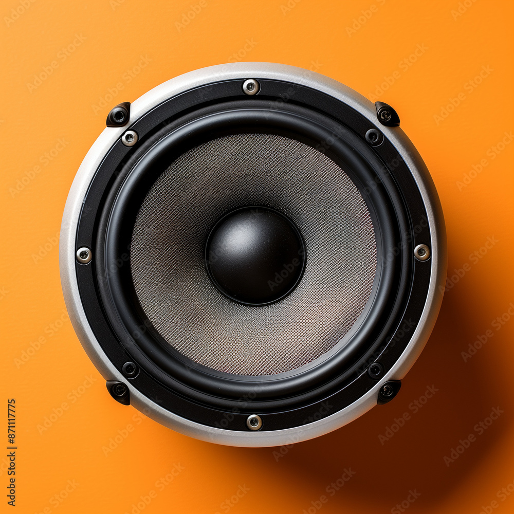 Compact Speaker on an Orange Background - Vibrant Acoustics Series Compact Speaker on an Orange Background - Vibrant Acoustics Series