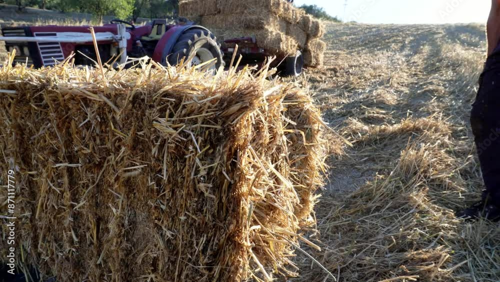 Collecting hay on the field. Hay bale symbol of harvest time with dry grass straw in the form of a tied haystack. Collecting hay on the field. Hay bale symbol of harvest time with dry grass straw in the form of a tied haystack.
