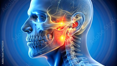 Temporomandibular joint disorder or TMJ. Condition affecting photo