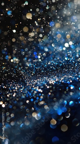 "Sparkling Skies: Blue and Silver Glitter Explosion"
