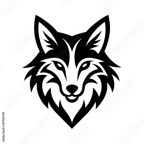 Wolf with white background logo icon Vector Illustration