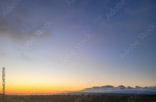 Amazing sunset sky over Pu'ukapu, Waimea, Hawaii Island 