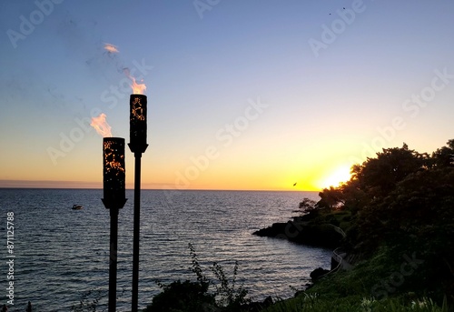 Sunset at Kaunaoa Bay, Waimea, Hawaii Island 