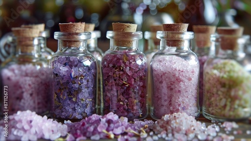 Colorful Crystal Salt Jars With Cork Stoppers