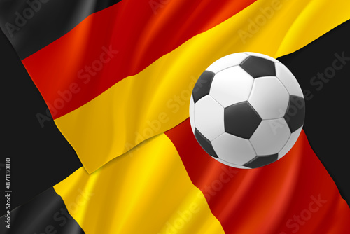 Two football team match announcement. Germany vs Belgium. 3d vector illustration