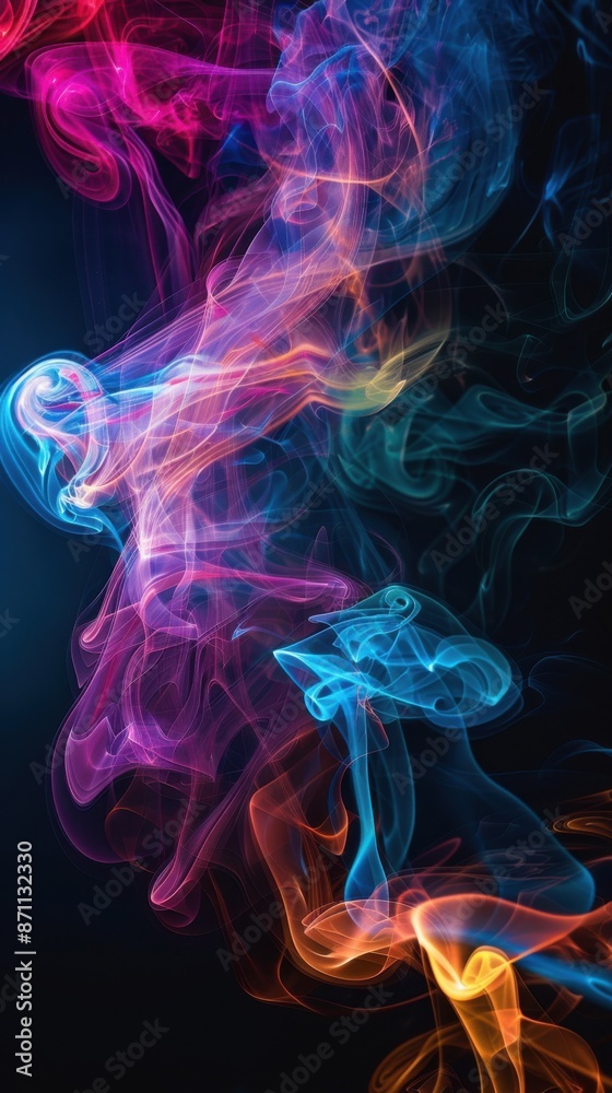 Enigmatic Neon Clouds: A Captivating Display of Abstract Smoke Enigmatic Neon Clouds: A Captivating Display of Abstract Smoke