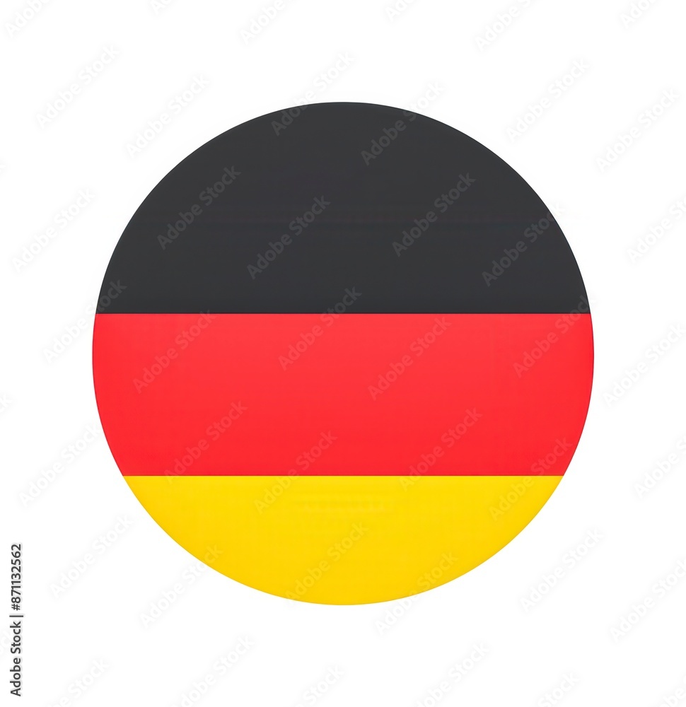 A round German flag with a black, red, and yellow stripe A round German flag with a black, red, and yellow stripe