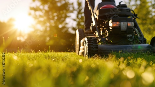 Wallpaper Mural Power and Precision: Lawn Mower in Warm Sunlight Torontodigital.ca