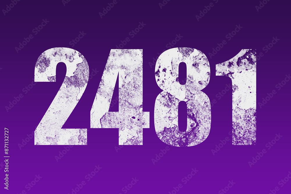 flat white grunge number of 2481 on purple background. flat white grunge number of 2481 on purple background.
