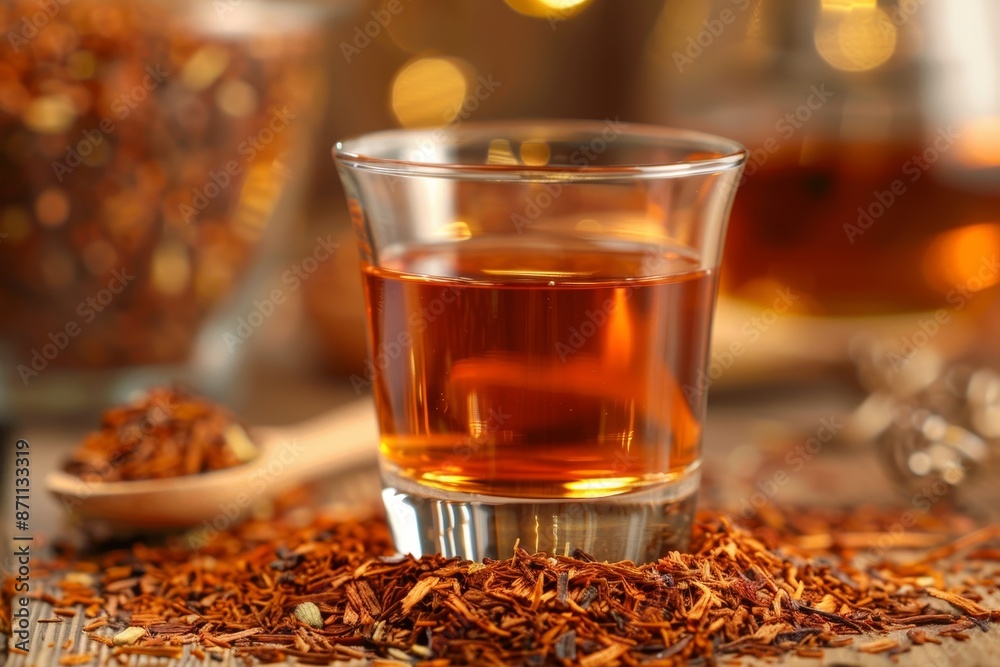 Fototapeta premium Clear glass of decaf rooibos tea