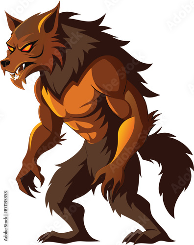 Angry werewolf showing claws and teeth growling