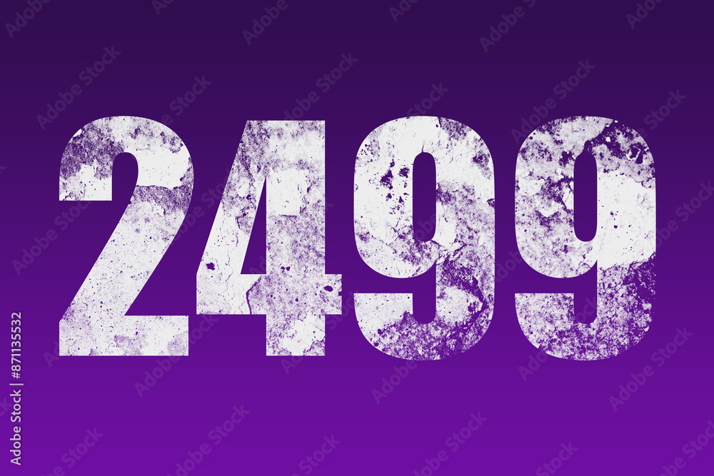 flat white grunge number of 2499 on purple background. flat white grunge number of 2499 on purple background.