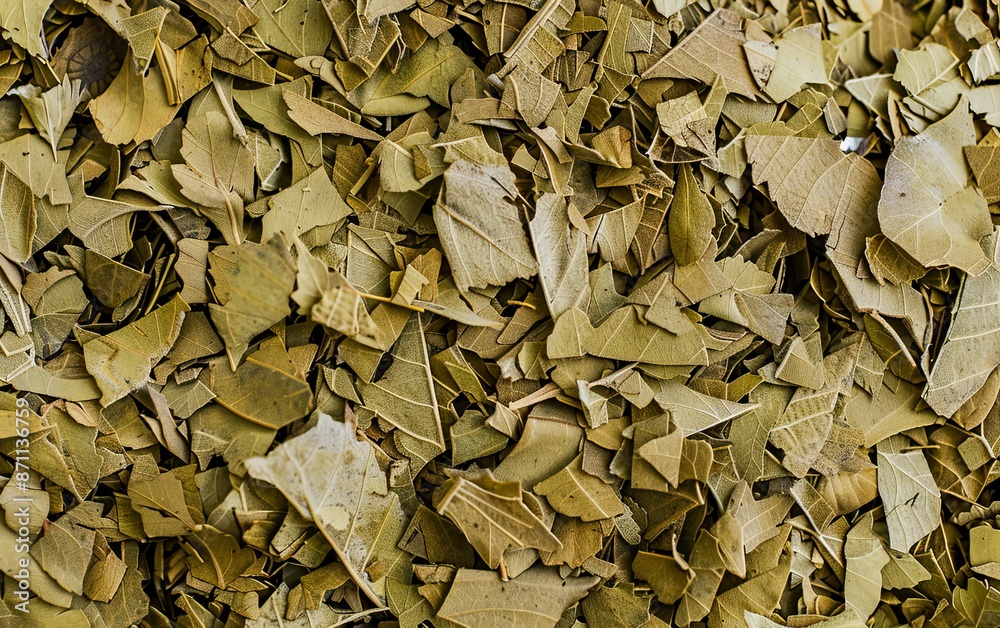 Close up view of yerba mate texture without stems and leaves Close up view of yerba mate texture without stems and leaves