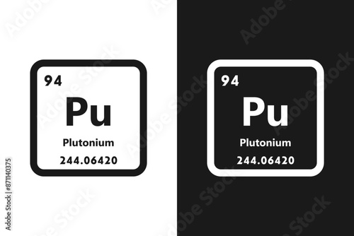 Plutonium, Pu, chemical periodic element icon. The chemical element of the periodic table. Sign with atomic number. Plutonium element