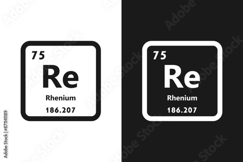 Rhenium, Re, chemical periodic element icon. The chemical element of the periodic table. Sign with atomic number. Rhenium element