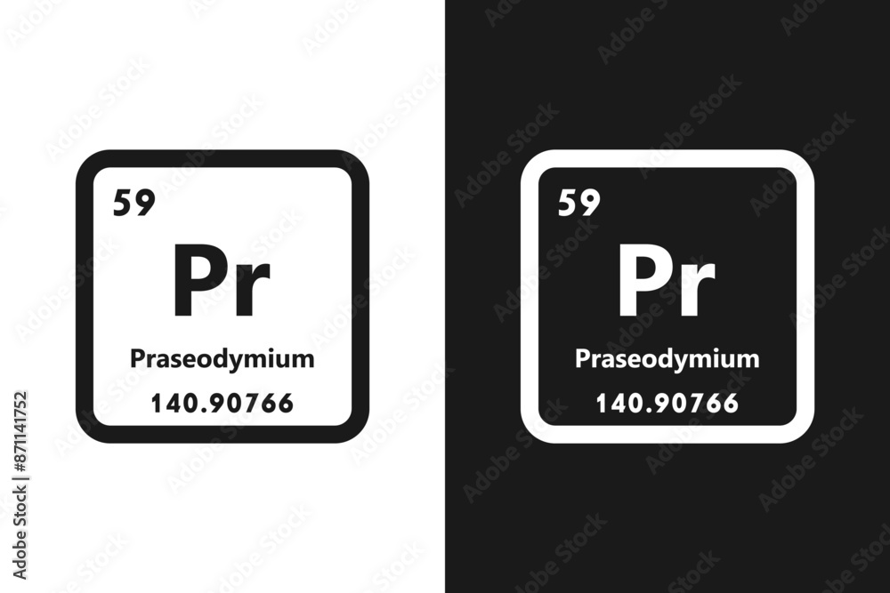 Praseodymium, Pr, chemical periodic element icon. The chemical element of the periodic table. Sign with atomic number. Praseodymium element Praseodymium, Pr, chemical periodic element icon. The chemical element of the periodic table. Sign with atomic number. Praseodymium element