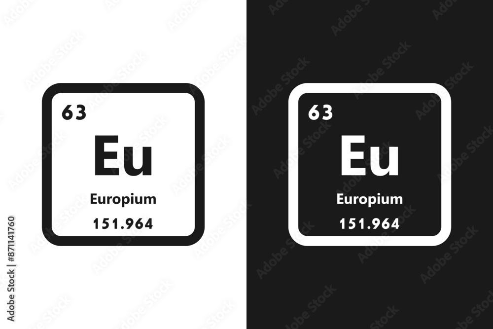 Europium, Eu , chemical periodic element icon. The chemical element of the periodic table. Sign with atomic number. Europium element Europium, Eu , chemical periodic element icon. The chemical element of the periodic table. Sign with atomic number. Europium element